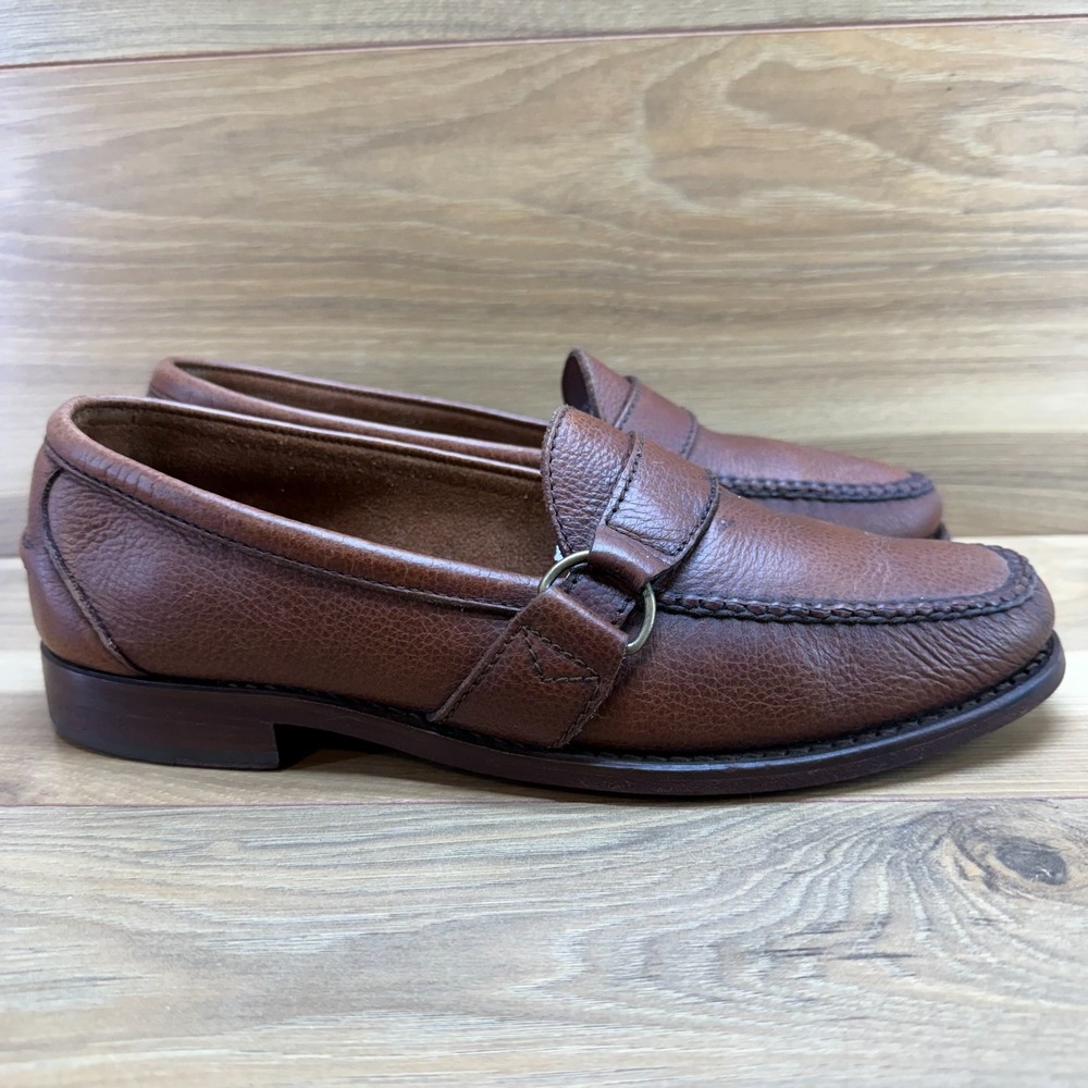 POLO RALPH LAUREN D Ring Loafers Mens 10.5 D Brown Pebble Grain Leather Casual